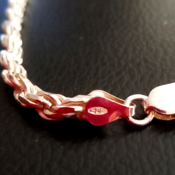 SOLID STERLING SILVER ROPE NECKLACE - Picture 5 of 6